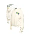 New Era Women's Cream Carolina Hurricanes Glam Game Quarter-zip Cropped Floral Hoodie Pullover Sweatshirt In Neutral