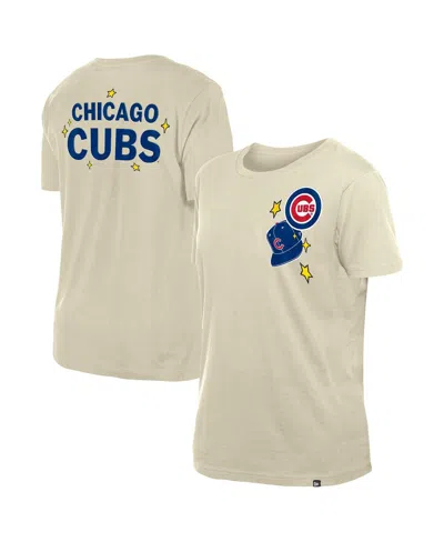 New Era Women's Cream Chicago Cubs Stars Cap T-shirt In White