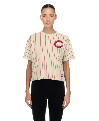 New Era Women's Cream Cincinnati Reds Throwback Boxy T-shirt In Neutral