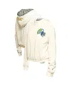 New Era Women's Cream Florida Panthers Glam Game Quarter-zip Cropped Floral Hoodie Pullover Top In Cream