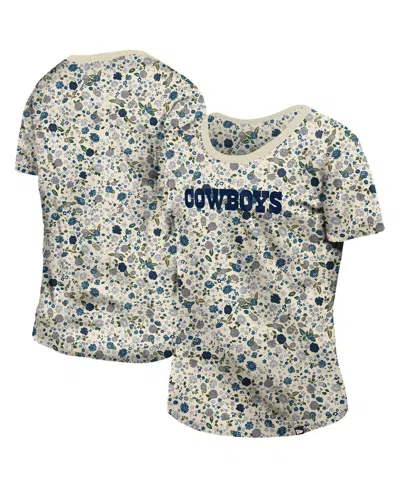 New Era Women's Cream Dallas Cowboys Glam Game Floral T-shirt In White