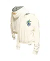 New Era Women's Cream Florida Panthers Glam Game Quarter-zip Cropped Floral Hoodie Pullover Top In Cream