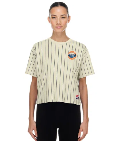 New Era Women's Cream Houston Astros Throwback Boxy T-shirt In Neutral