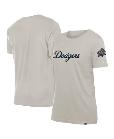 New Era Women's Cream Los Angeles Dodgers 2025 Gold Collection T-shirt In White