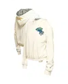 New Era Women's Cream Florida Panthers Glam Game Quarter-zip Cropped Floral Hoodie Pullover Top In Cream