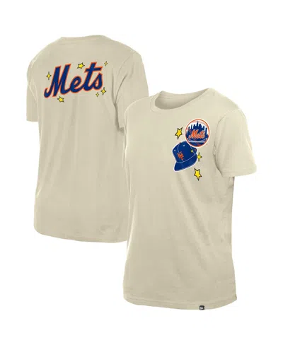 New Era Women's Cream New York Mets Stars Cap T-shirt In White