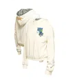 New Era Women's Cream Florida Panthers Glam Game Quarter-zip Cropped Floral Hoodie Pullover Top In Cream
