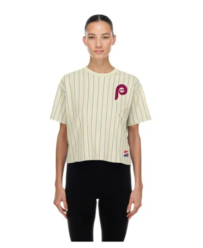 New Era Women's Cream Philadelphia Phillies Throwback Boxy T-shirt In Neutral