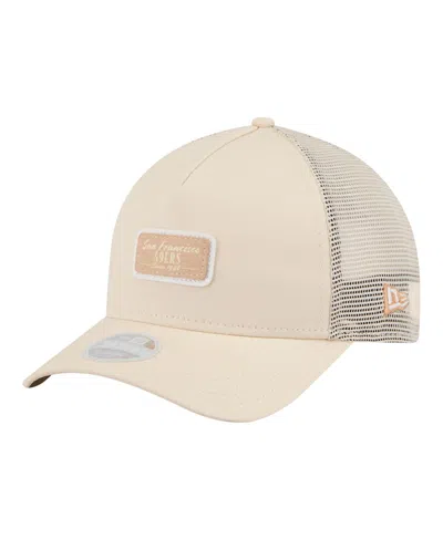 New Era Women's Cream San Francisco 49ers Tonal Patch M-crown A-frame 9forty Trucker Adjustable Hat In Neutral