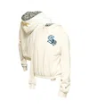 New Era Women's Cream Florida Panthers Glam Game Quarter-zip Cropped Floral Hoodie Pullover Top In Cream