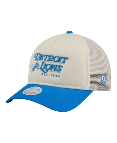 New Era Women's Cream/blue Detroit Lions Retro A-frame 9forty Adjustable Hat In Cream,blue
