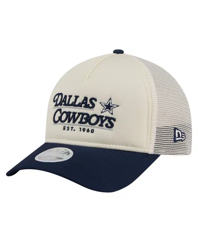 New Era Women's Cream/navy Dallas Cowboys Retro A-frame 9forty Adjustable Hat In Cream,navy