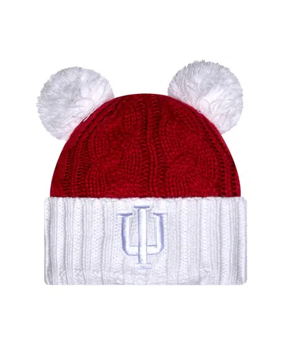 New Era Women's Crimson Indiana Hoosiers Tonal Cuffed Knit With Double Poms Hat In Red