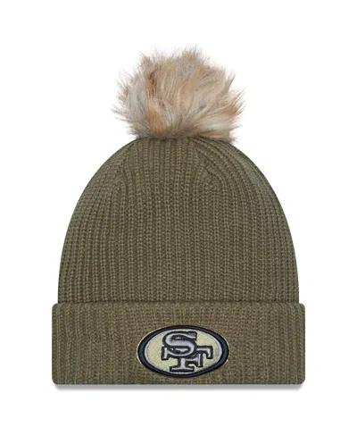 New Era Women's Dark Green San Francisco 49ers 2025 Salute To Service Cuffed Knit With Pom Hat