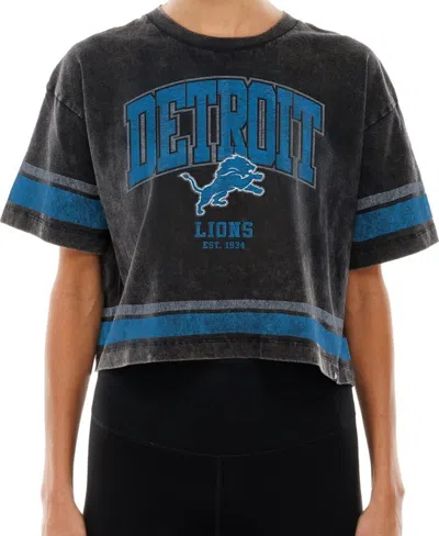 New Era Women's Detroit Lions Boxy Cropped T-shirt In Black