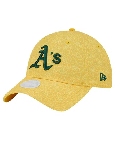 New Era Women's Gold Athletics Don't Worry 9twenty Adjustable Hat In Yellow