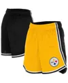 New Era Women's Gold/black Pittsburgh Steelers Sport Classics Mesh Shorts