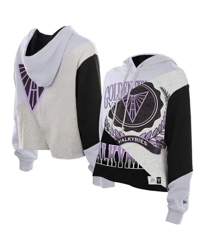 New Era Women's Golden State Valkyries Color Block Cropped Boxy Hoodie In White