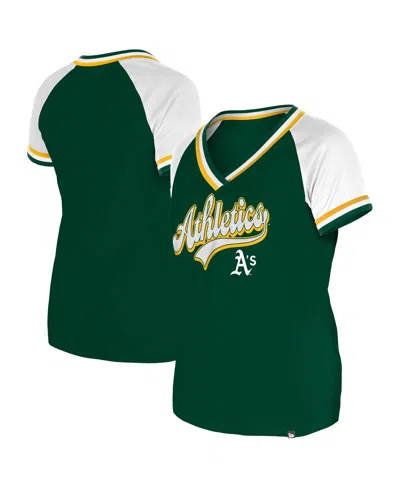 New Era Women's Green Athletics Gameday Raglan V-neck T-shirt