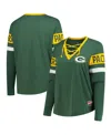 New Era Women's Green Green Bay Packers Throwback Lace-up Long-sleeve T-shirt In Green