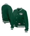 New Era Women's Green Bay Packers Throwback Fleece Full-snap Jacket In Green