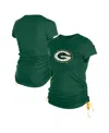 NEW ERA WOMEN'S GREEN GREEN BAY PACKERS RUCHED SIDE T-SHIRT