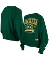 New Era Women's Green Green Bay Packers Throwback Boxy Sweatshirt In Green