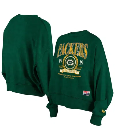 New Era Women's Green Green Bay Packers Throwback Boxy Sweatshirt