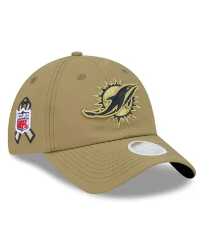 New Era Women's Green Miami Dolphins 2025 Salute To Service Pony Tail Adjustable Hat In Multi