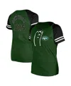 New Era Women's Green New York Jets Lace-up Raglan T-shirt In Green