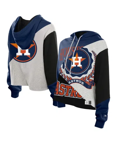 New Era Women's Houston Astros Color Block Cropped Boxy Hoodie In Multi