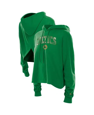 New Era Women's Kelly Green Boston Celtics Glam Game Open Back Hoodie