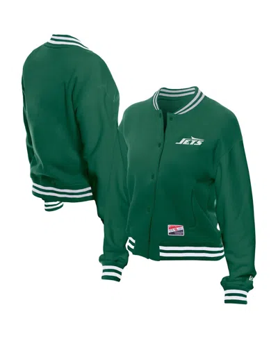 New Era Women's Kelly Green New York Jets Throwback Fleece Full-snap Jacket