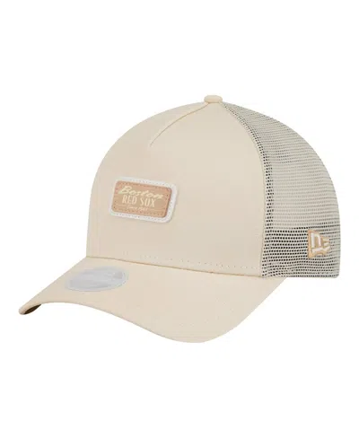 New Era Women's Light Beige Boston Red Sox Tonal Patch 9forty M-crown A-frame Trucker Adjustable Hat In Gray