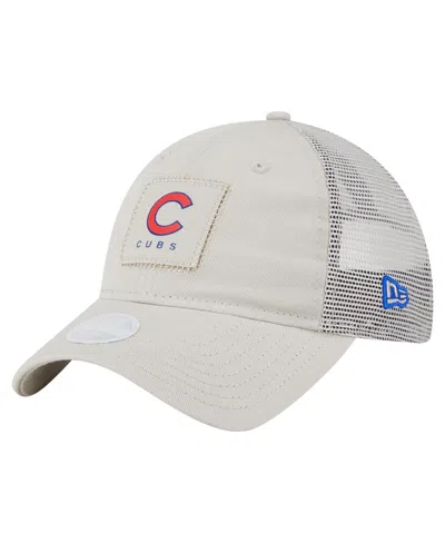 New Era Women's Light Beige Chicago Cubs Square Stitch 9twenty Adjustable Hat In Sand