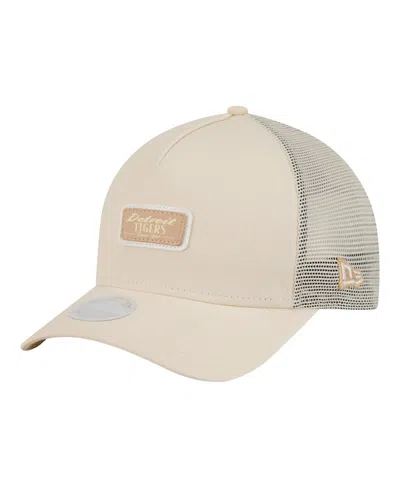 New Era Women's Light Beige Detroit Tigers Tonal Patch 9forty M-crown A-frame Trucker Adjustable Hat In Neutral