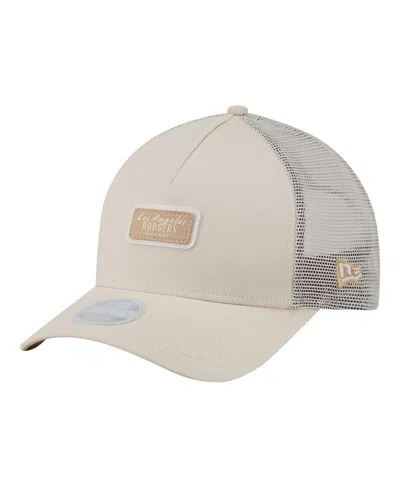 New Era Women's Light Beige Los Angeles Dodgers Tonal Patch 9forty M-crown A-frame Trucker Adjustable Hat In Neutral