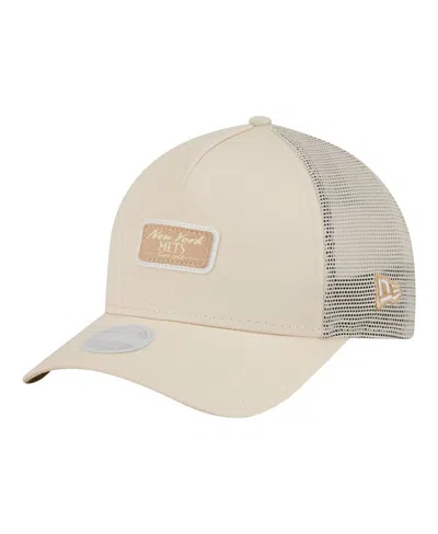 New Era Women's Light Beige New York Mets Tonal Patch 9forty M-crown A-frame Trucker Adjustable Hat