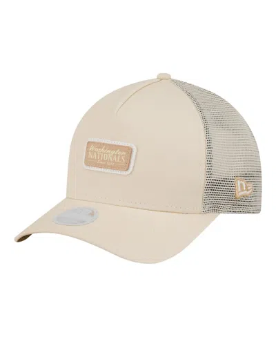 New Era Women's Light Beige Washington Nationals Tonal Patch 9forty M-crown A-frame Trucker Adjustable Hat