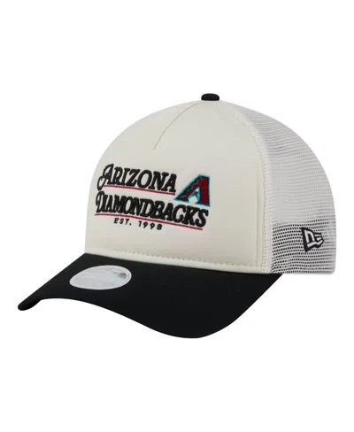 New Era Women's Light Beige/black Arizona Diamondbacks Retro 9forty M-crown A-frame Trucker Adjustable Hat In Light Beige,black