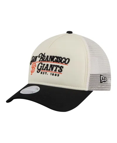 New Era Women's Light Beige/black San Francisco Giants Retro 9forty M-crown A-frame Trucker Adjustable Hat In Multi