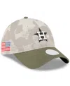 New Era Women's Light Beige/olive Houston Astros 2025 Armed Forces Day 9twenty Adjustable Hat