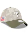New Era Women's Light Beige/olive Texas Rangers 2025 Armed Forces Day 9twenty Adjustable Hat