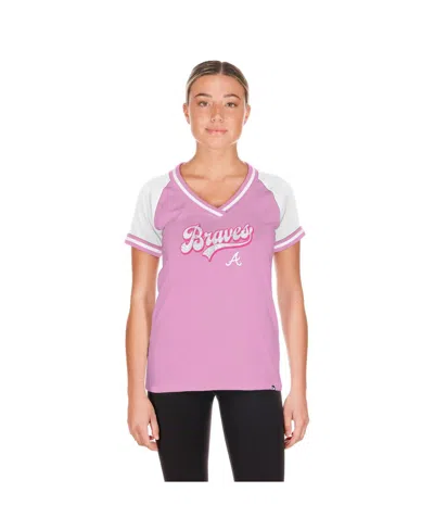 New Era Women's Light Pink Atlanta Braves Gameday V-neck T-shirt