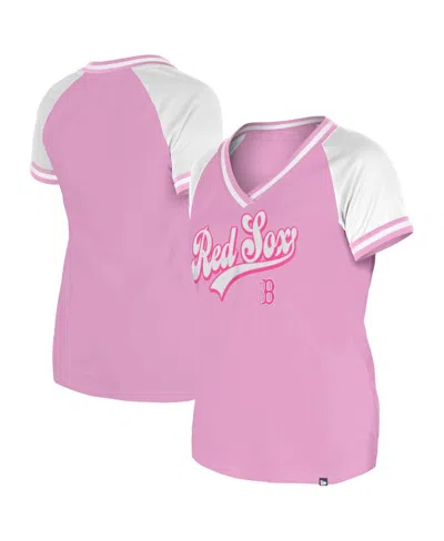 New Era Women's Light Pink Boston Red Sox Gameday V-neck T-shirt