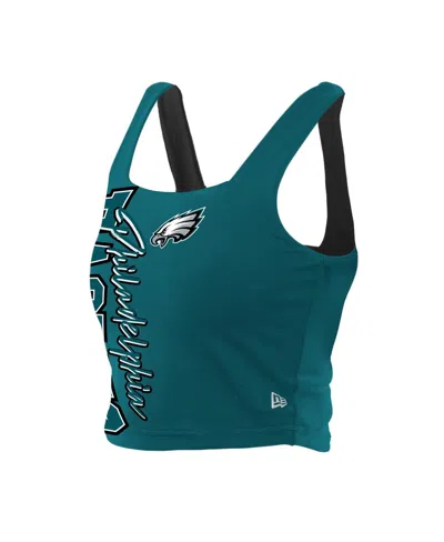 New Era Women's Midnight Green/black Philadelphia Eagles Reversible Cropped Sport Classics Tank Top In Multi