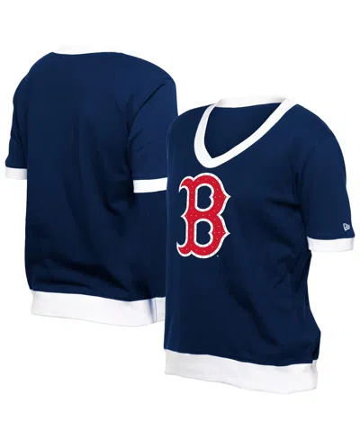 New Era Women's Navy Boston Red Sox Game Day Rhinestone V-neck T-shirt