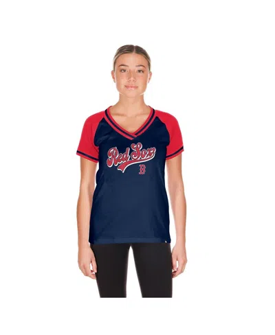 New Era Women's Navy Boston Red Sox Gameday V-neck T-shirt In Blue