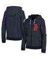New Era Women's Navy Boston Red Sox Pinstripe Tri-blend Full-zip Jacket In Navy