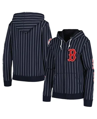 New Era Women's Navy Boston Red Sox Pinstripe Tri-blend Full-zip Jacket